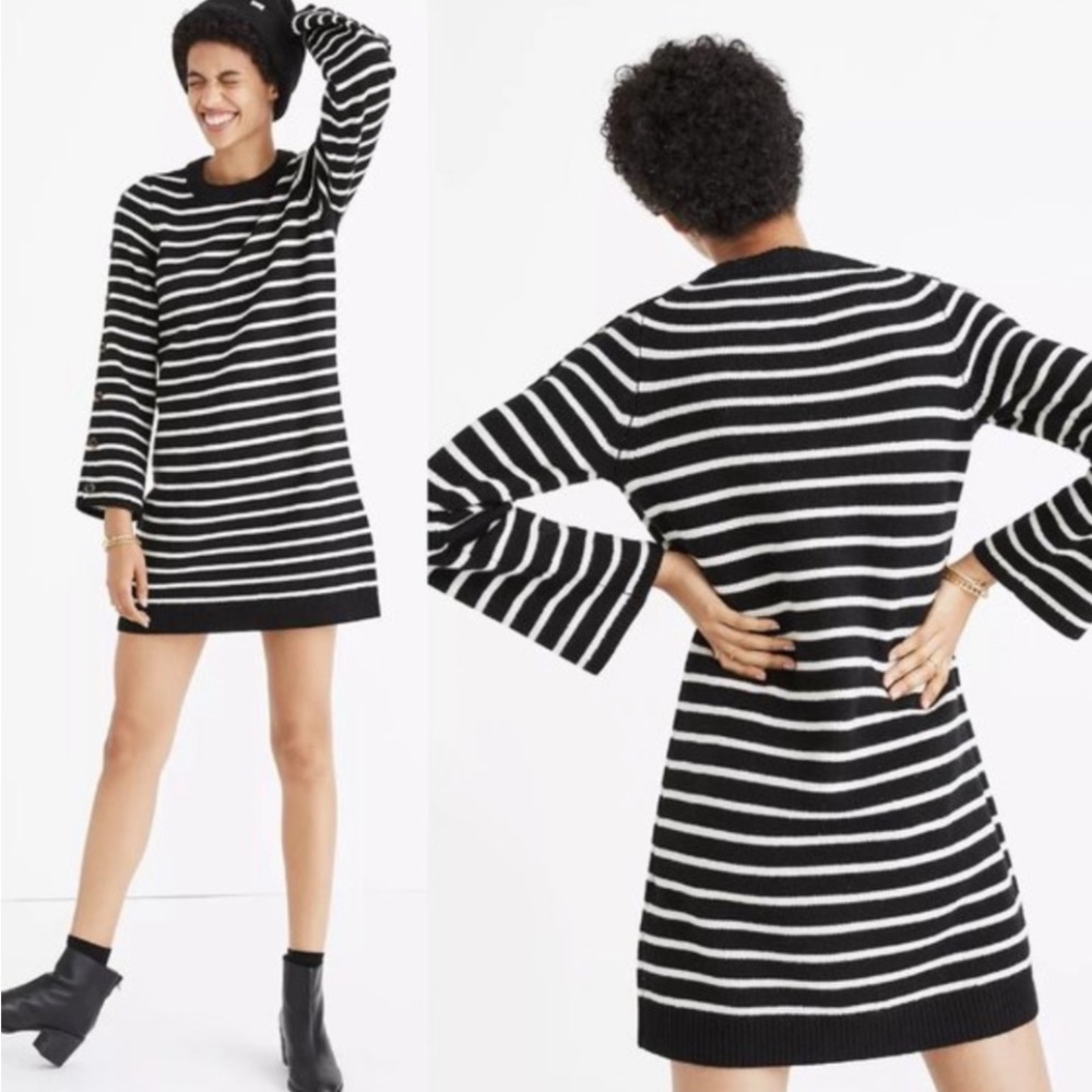 Madewell Striped Merino Wool Sweater Dress Size S.